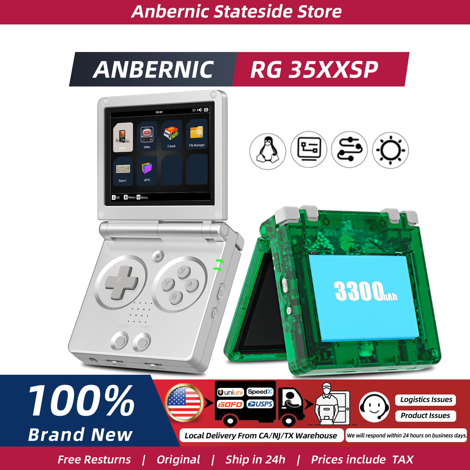 ANBERNIC RG35XXSP FILP 3.5 Inc - Retro Gaming Years のレビューと価格
