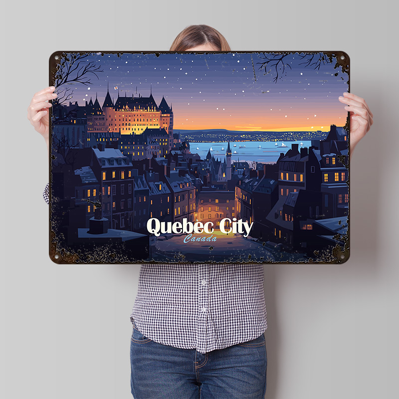 Quebec City At Night Printed P - Retro Gaming Quebec のレビューと価格