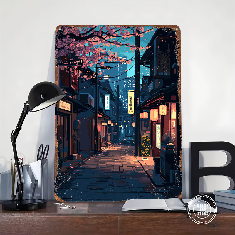Tokyo Japan Pixel Art Tin Plaq - Retro Gaming Tokyo のレビューと価格